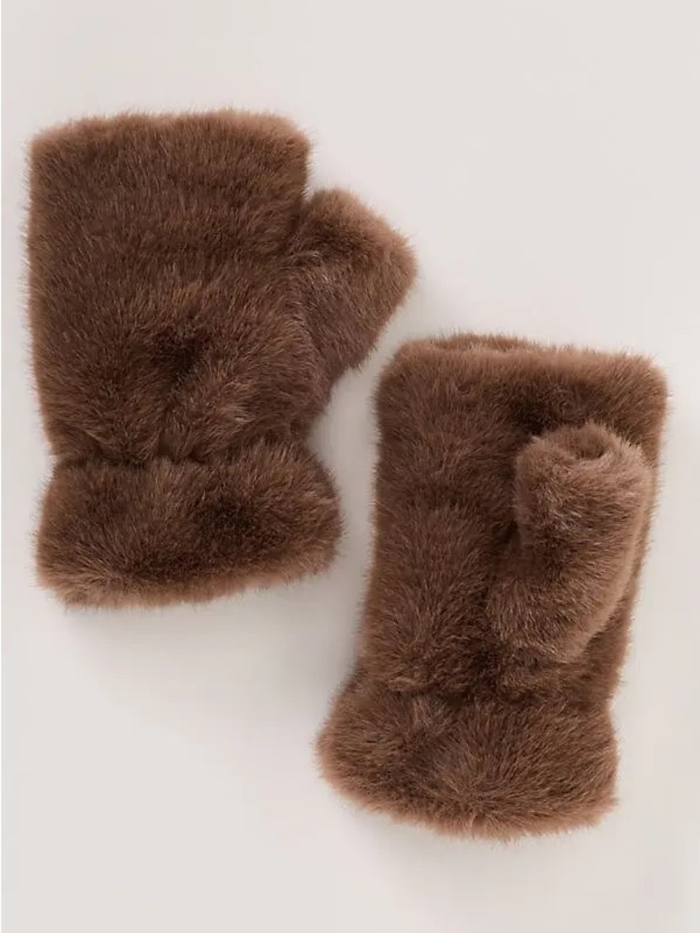 Anthropologie faux fur like new brown fingerless gloves